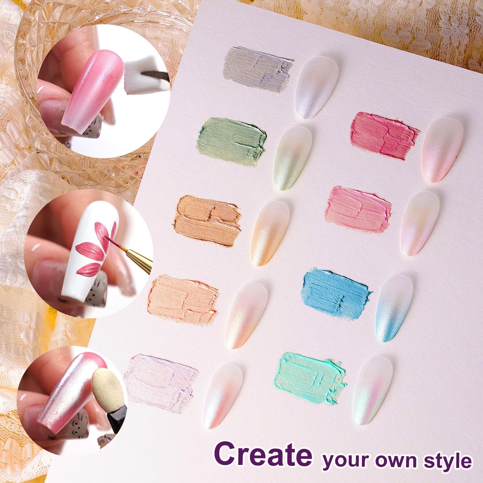 U-Shinein Gradient Painting Gel – 9-Color Ombre Gel Nail Polish with Pearlescent Silk Pigment