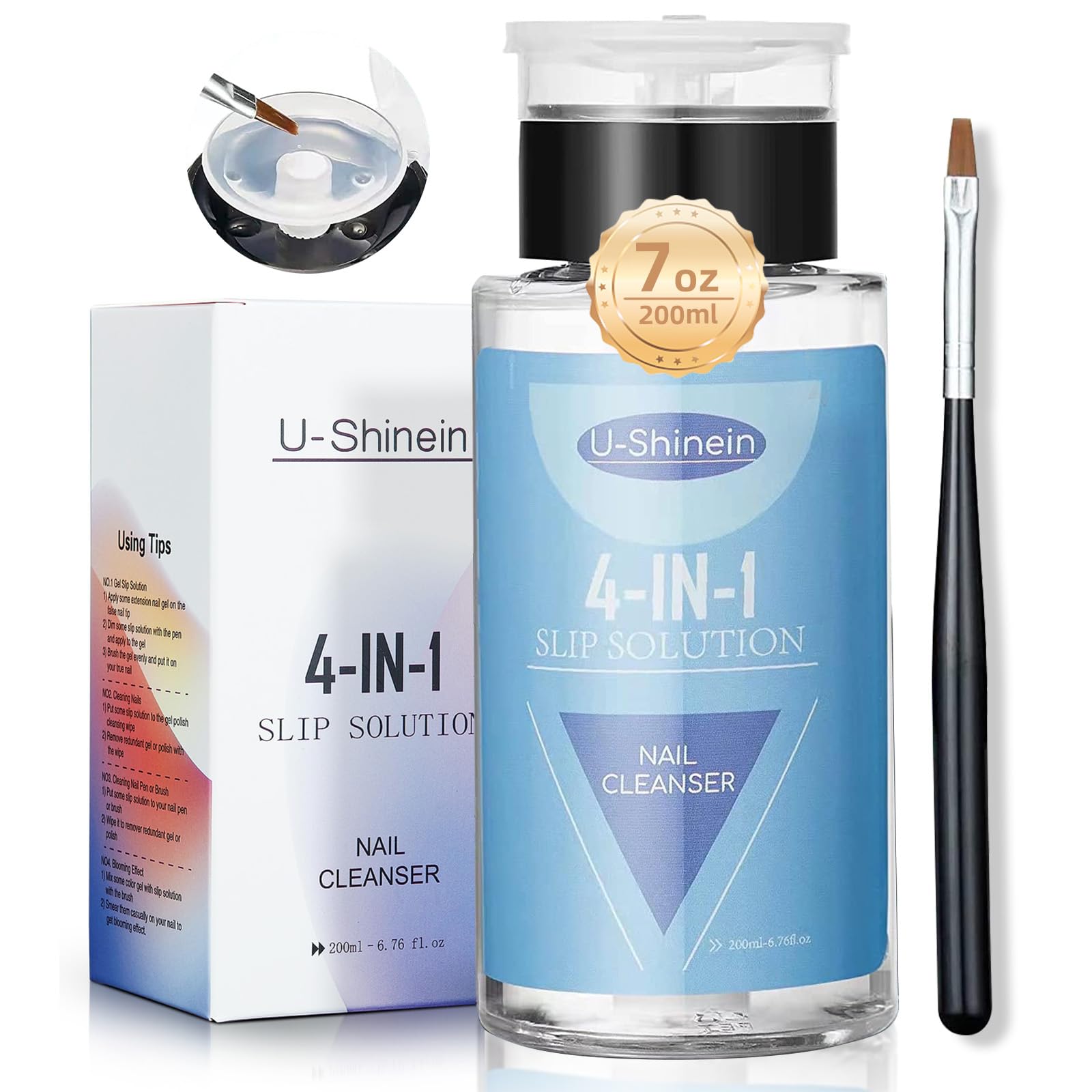 U-Shinein 200ml Nail Slip Solution – 4‑in‑1 Poly Gel Liquid for Extensions, Clean, and Polish