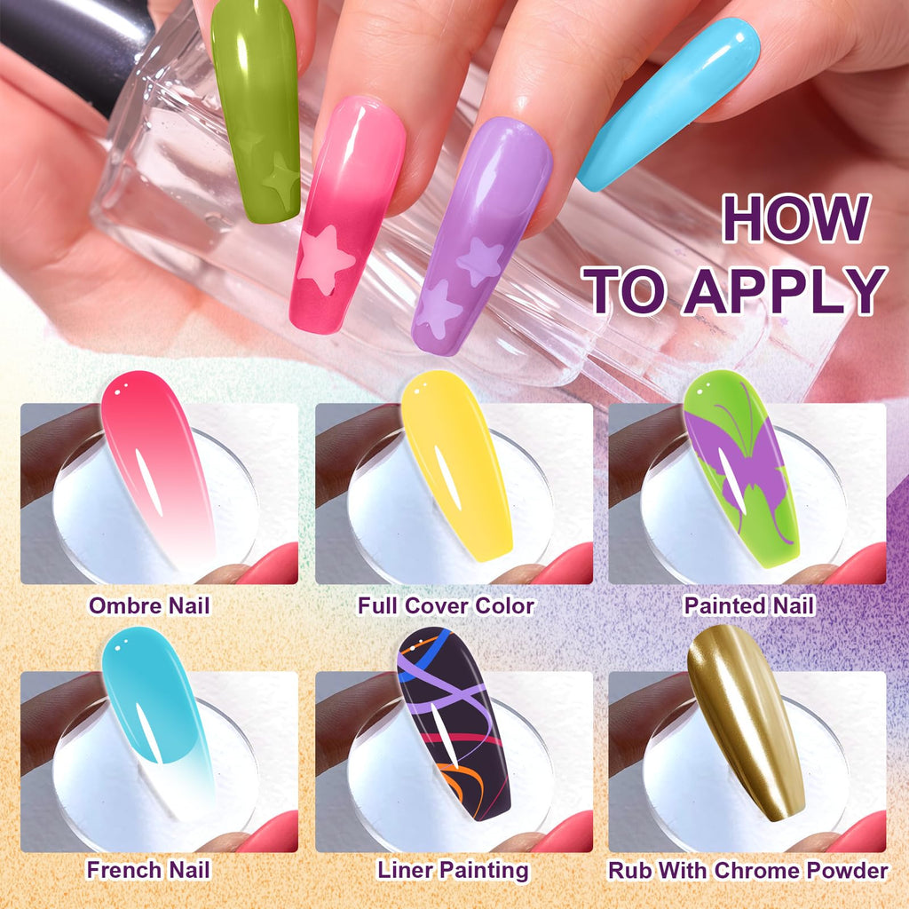 U-Shinein Gradient Painting Gel – 24 Gliter Ombre Gel Polish for Silver & Gold Aura Nails, French Manicure DIY, No-Wipe Palette A