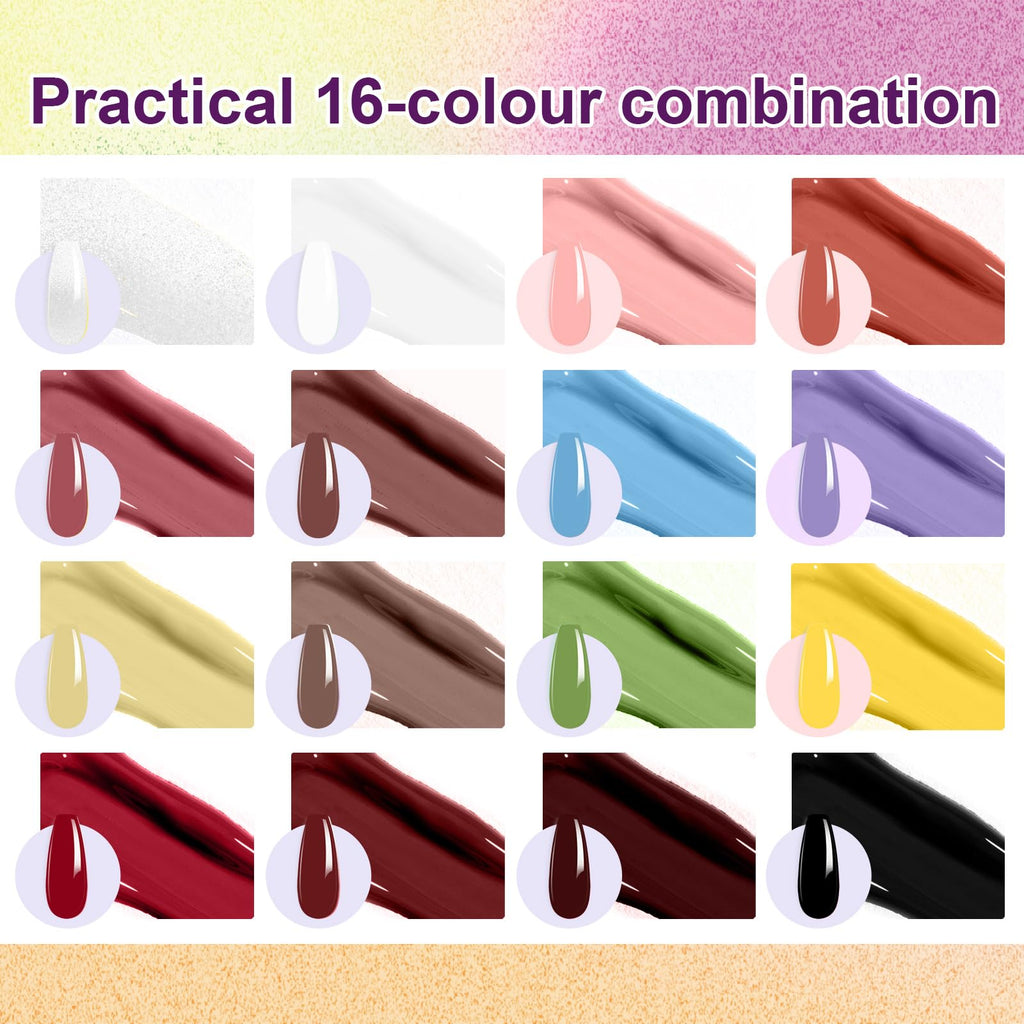U-Shinein Gradient Painting Gel Kit — 16-Color Ombre Nail Gel for DIY Nail Art (No-Wipe, VelvetSpectrum Studio)