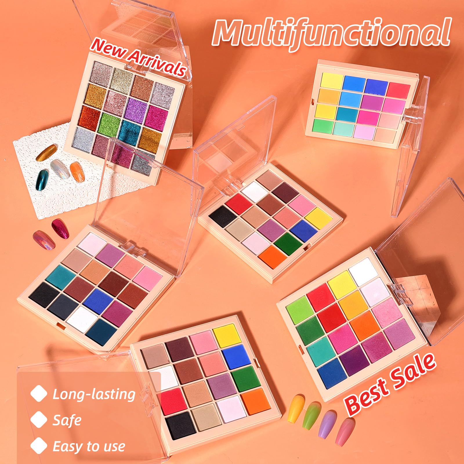 U-Shinein Chrome Nail Powder Palette – 16-Color Iridescent Nail Art Kit