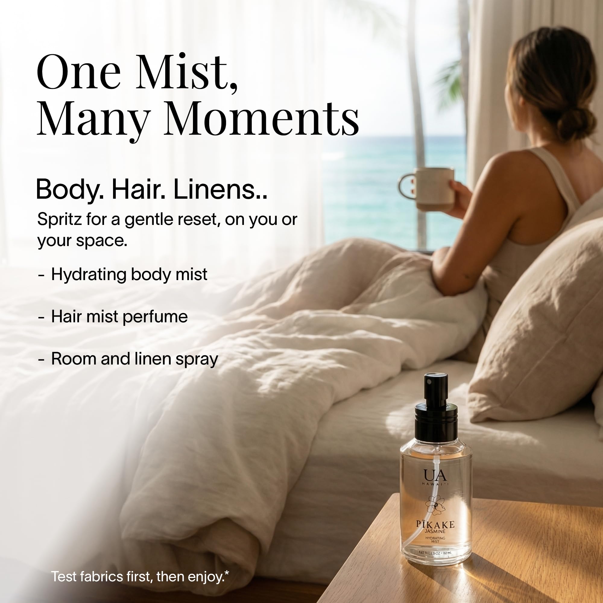 Ua Body Pikake Body & Hair Mist from Hawai‘i – Alcohol-Free Hydrating Hair & Body Fragrance (3.4 oz)