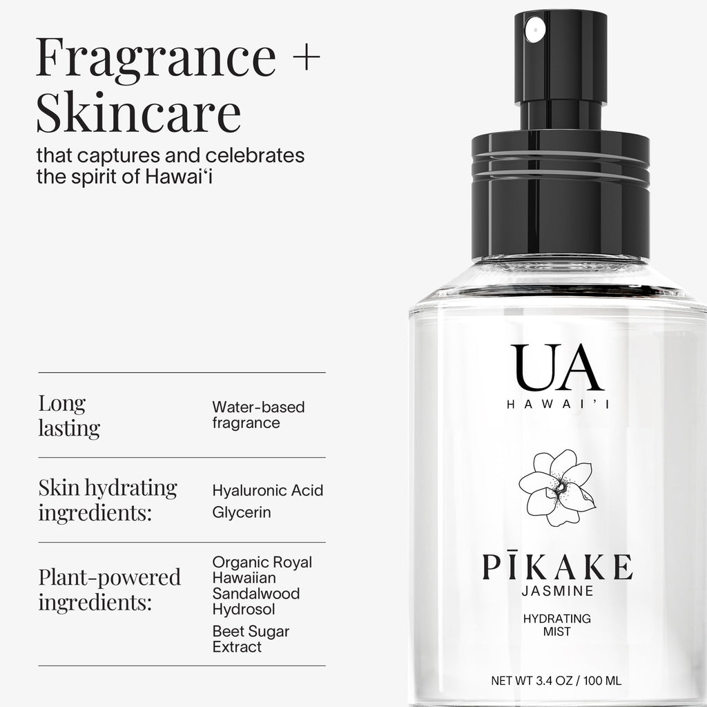Ua Body Pikake Body & Hair Mist from Hawai‘i – Alcohol-Free Hydrating Hair & Body Fragrance (3.4 oz)