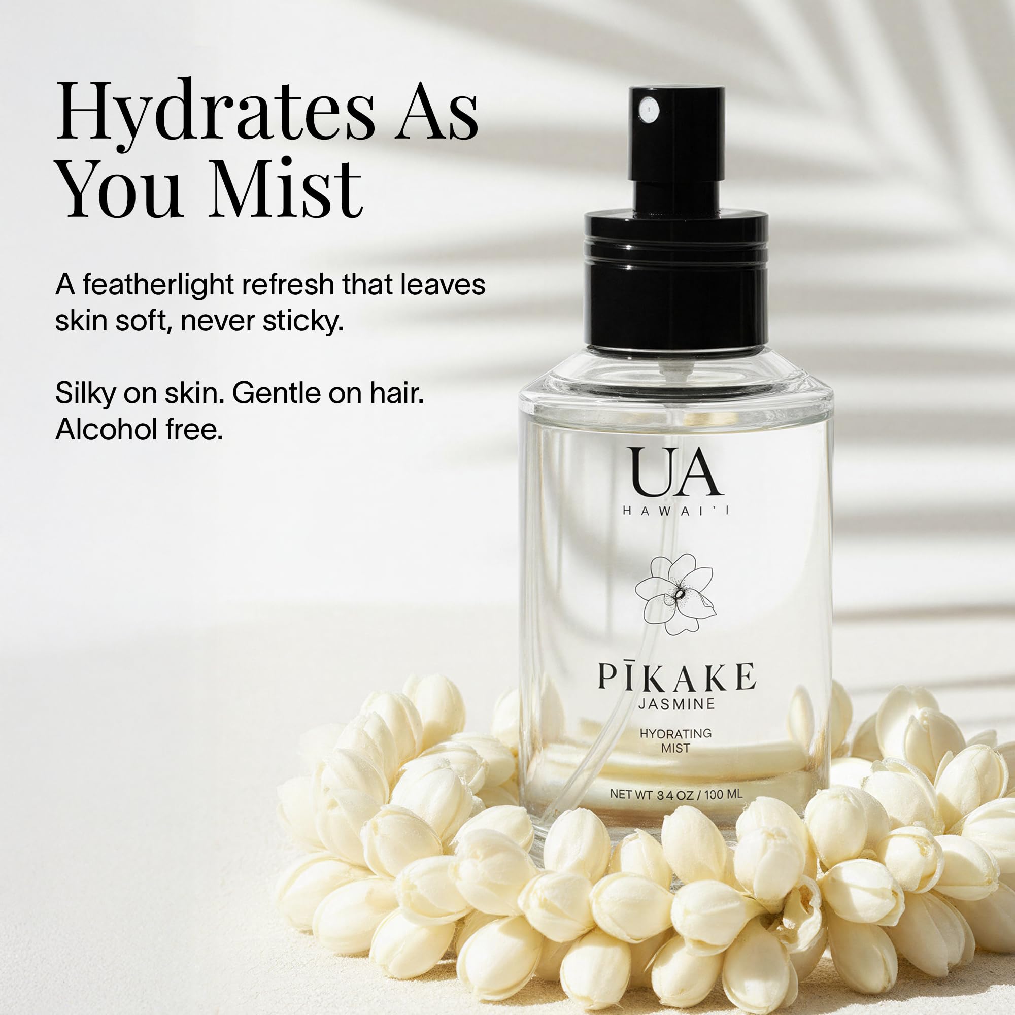 Ua Body Pikake Body & Hair Mist from Hawai‘i – Alcohol-Free Hydrating Hair & Body Fragrance (3.4 oz)