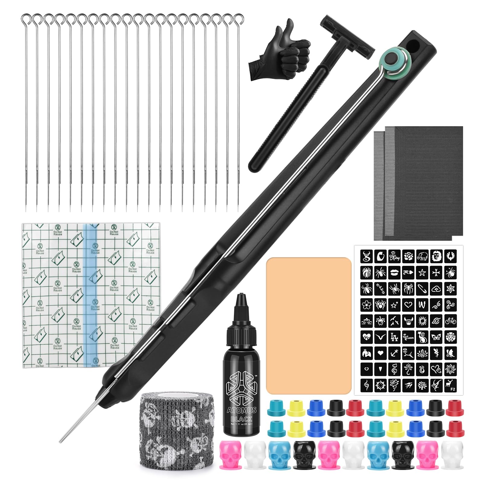 UAKERLED Hand Poke Stick Tattoo Kit – DIY Tattoo Practice Set for Beginners