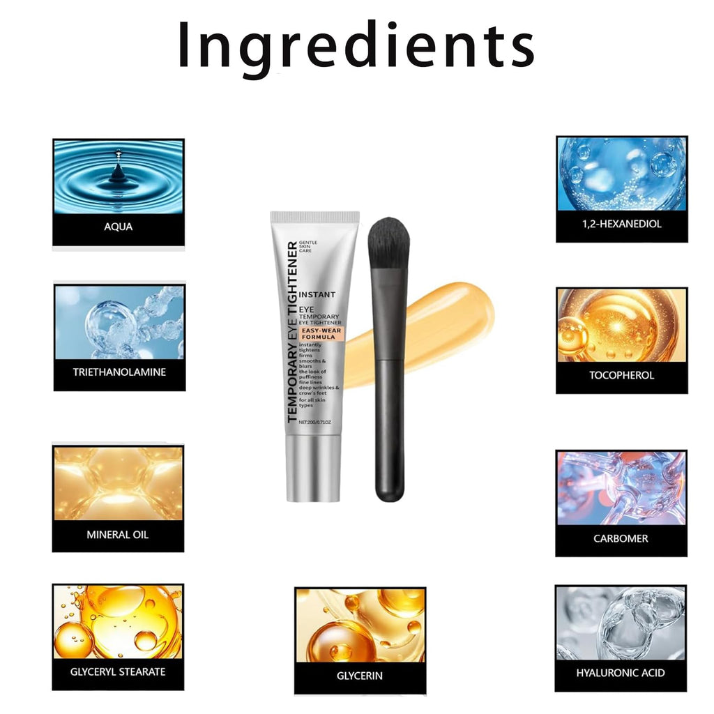 UABUITGLS Instant Firm Eye Tightener – Lightweight Eye Cream with Brush