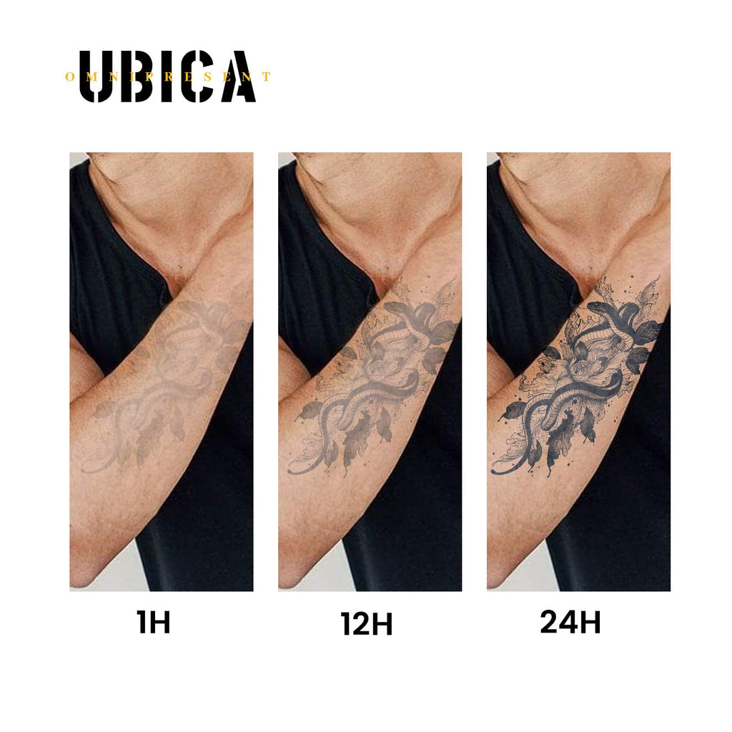 UBICA Moth & Grass Semi-Permanent Tattoo – Realistic Waterproof Stickers (2 Sheets)