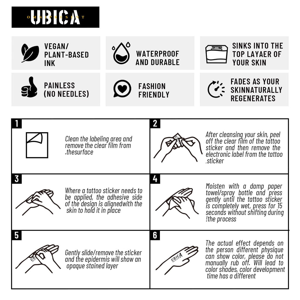 UBICA Temporary Tattoos for Adults – Realistic Skull 3x3in, Waterproof, 1–2 Weeks