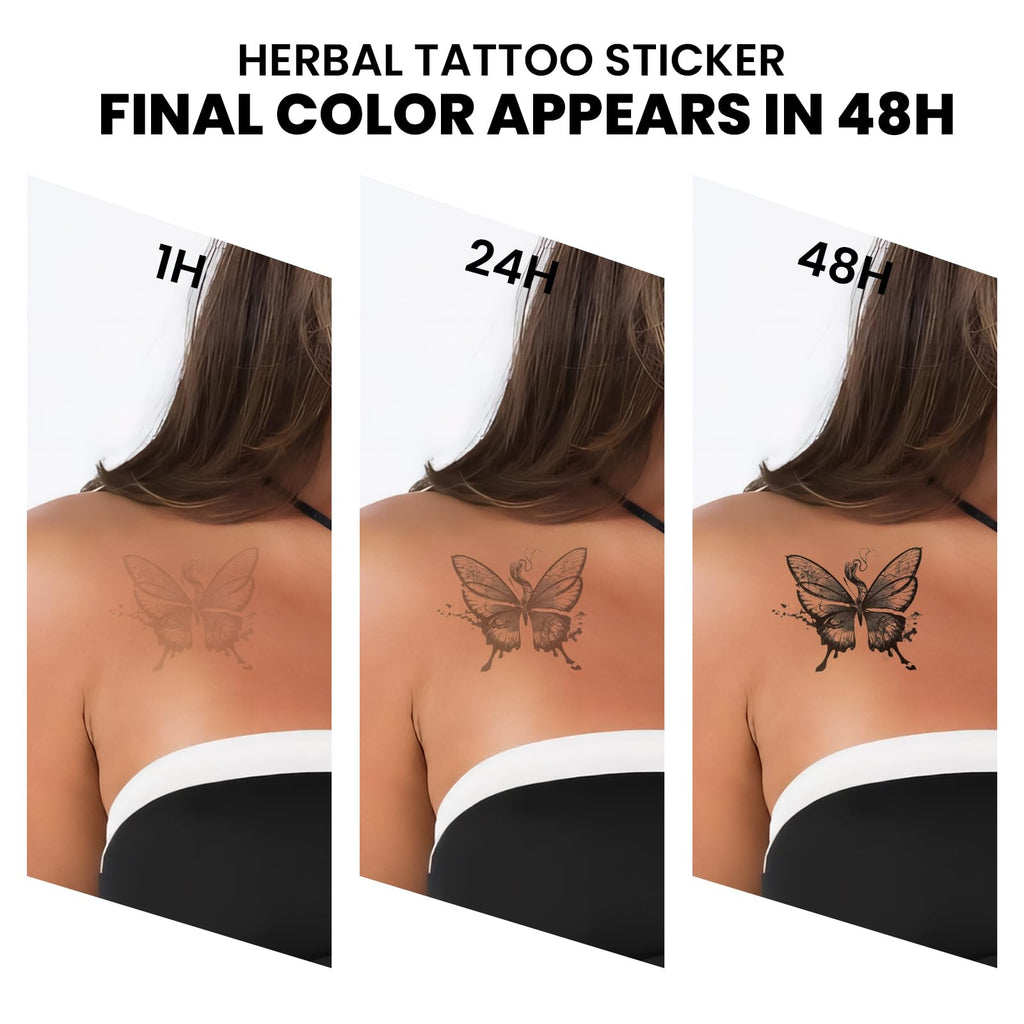 UBICA Semi Permanent Tattoos - 2 Sheets, Waterproof Realistic Back/Arm Designs, Develops in 48H