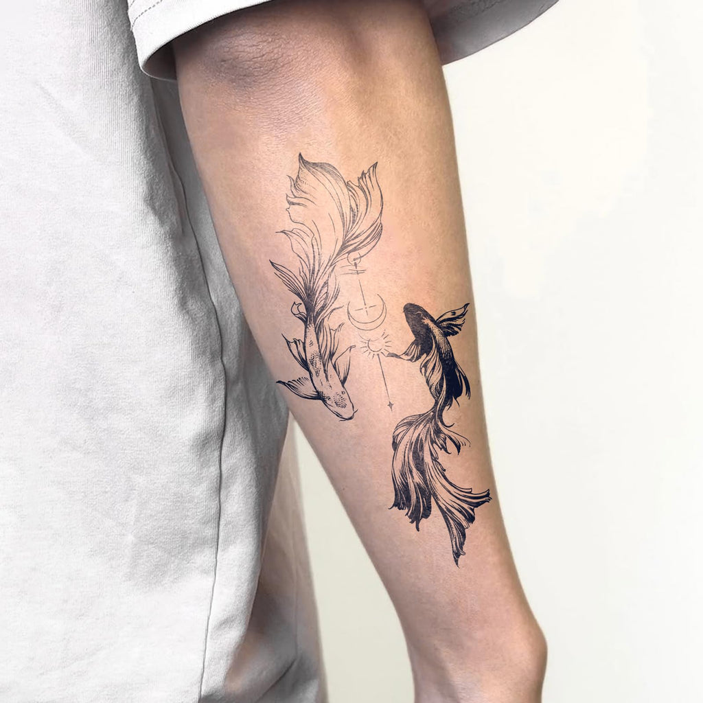 UBICA Semi Permanent Tattoo 2 Sheets – Lucky Koi Fish, Waterproof, Develops in 48H, Lasts 1–2 Weeks