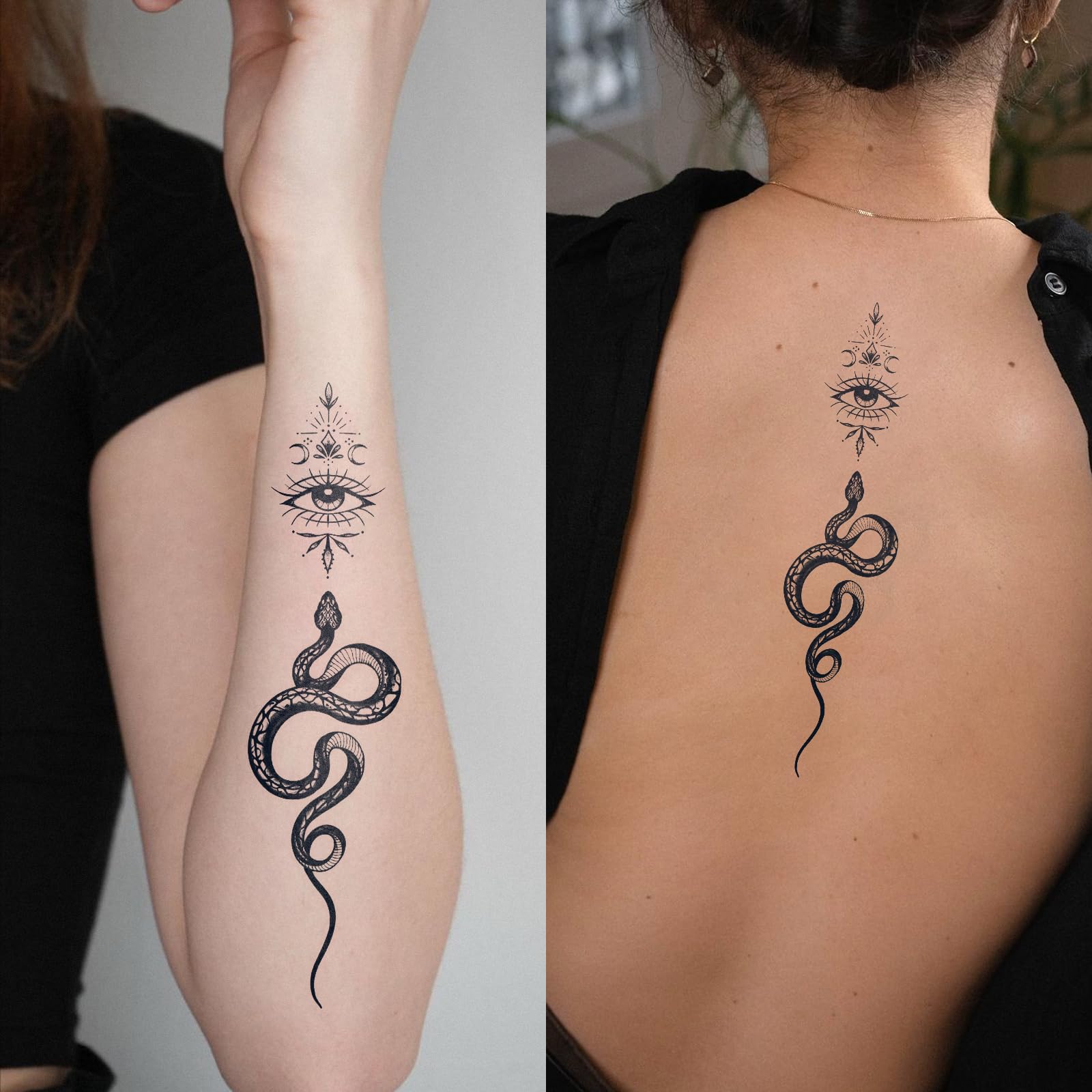 UBICA Semi Permanent Tattoos – 2 Sheets (Snake, Thorns, Eye) 1-2 Weeks