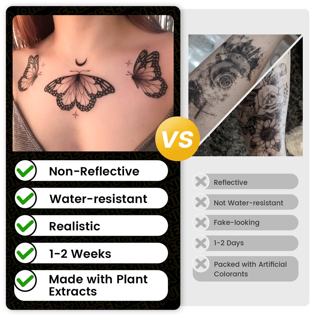 UBICA Semi-Permanent Tattoo 2 Sheets – Cherry Blossom Design, Lasts 2 Weeks, Waterproof & Realistic for Women