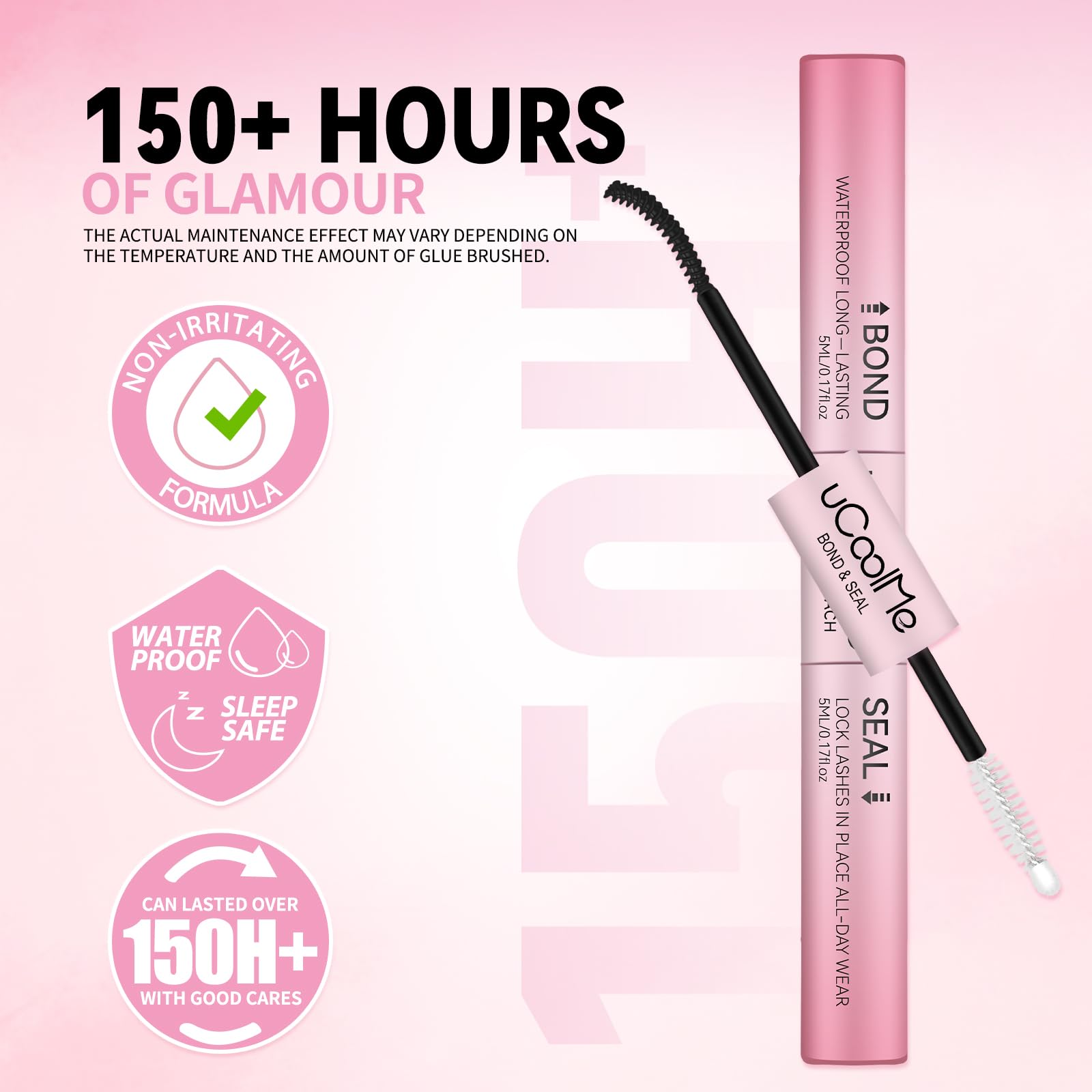 uCoolMe Lash Bond & Seal Waterproof 10ml — 2-in-1 Lash Glue for DIY Clusters (Black)