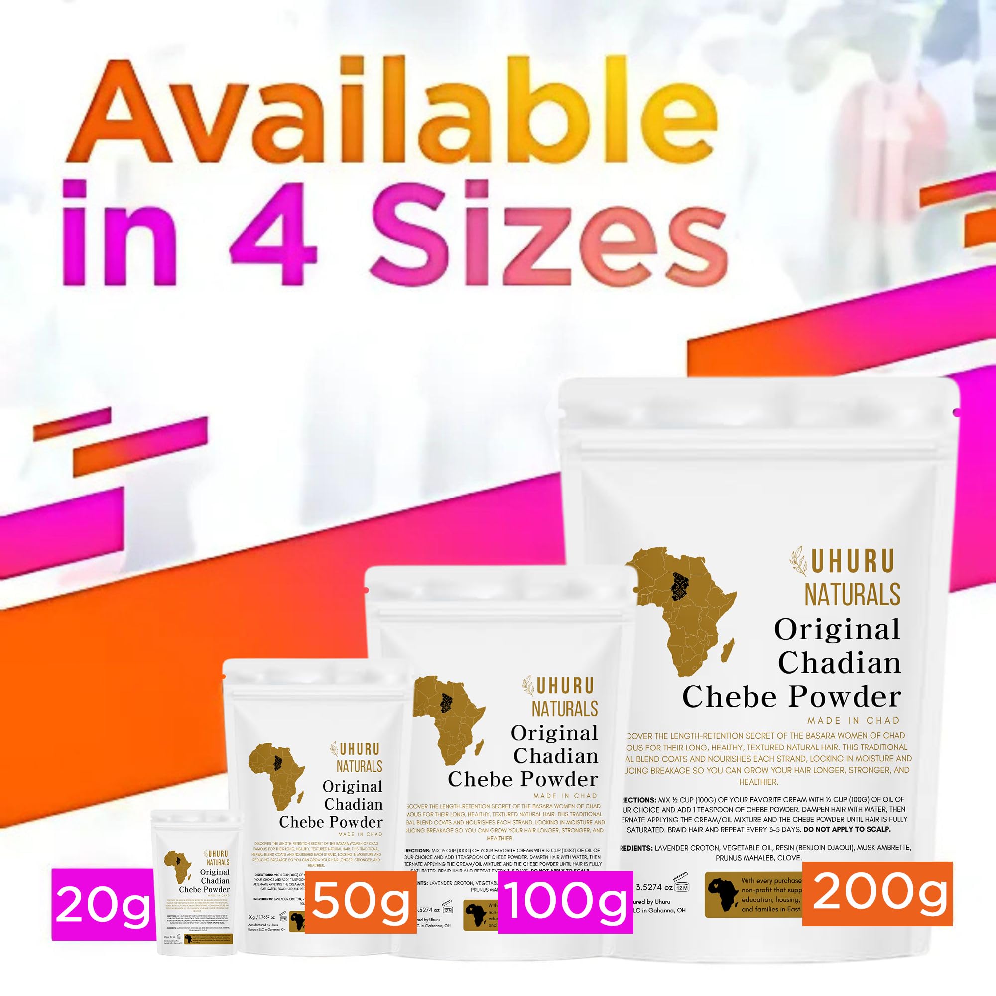 Uhuru Naturals ChadianChebe Hair Powder (100 g) | Authentic Chad Chebe for Moisture & Strength