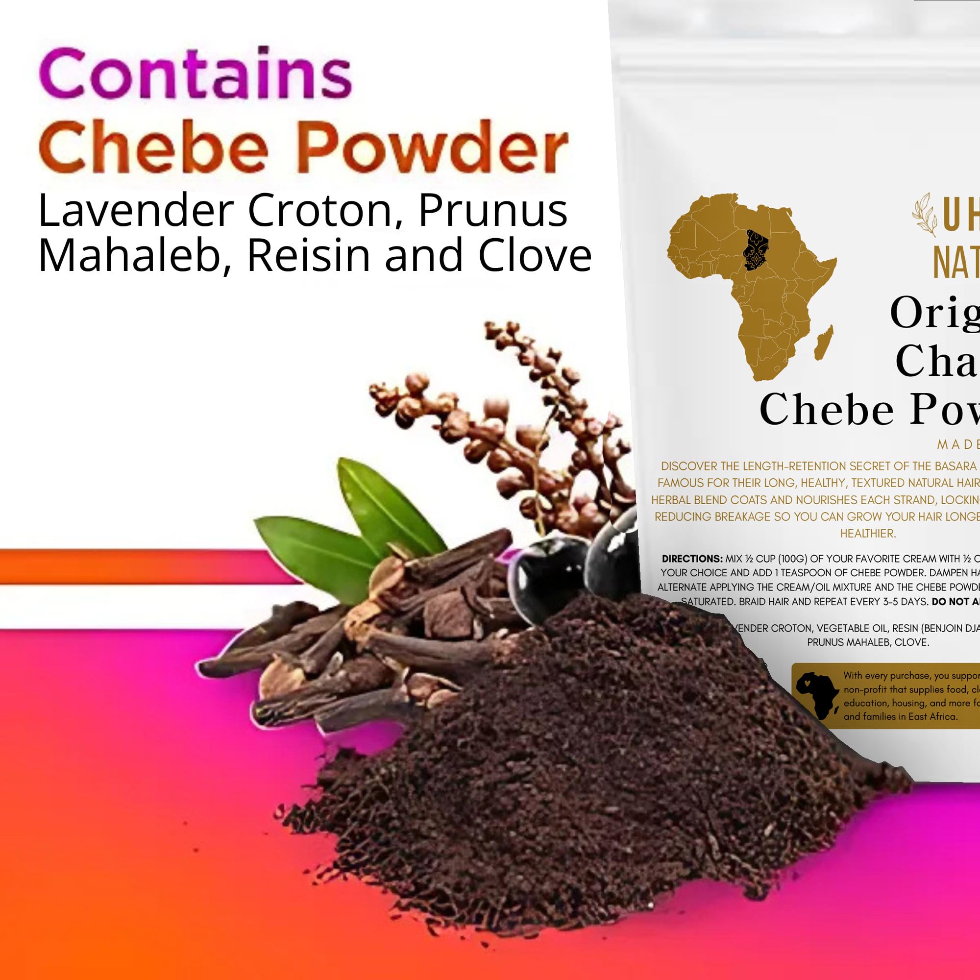 Uhuru Naturals ChadianChebe Hair Powder (100 g) | Authentic Chad Chebe for Moisture & Strength