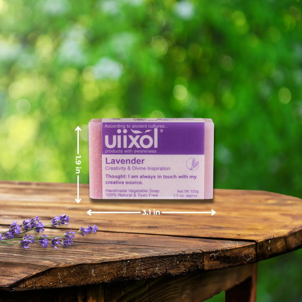 Uiixol Handmade Soap Bars Set of 5 – Almonds, Lavender, Peppermint, Rosemary, Violets (3.5 oz each)