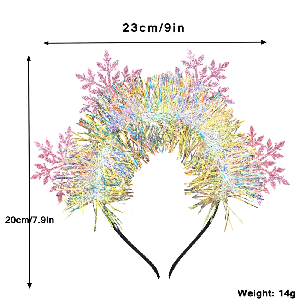 ujktvba Christmas Snowflake Headband - Pink Glitter Party Hair Accessory
