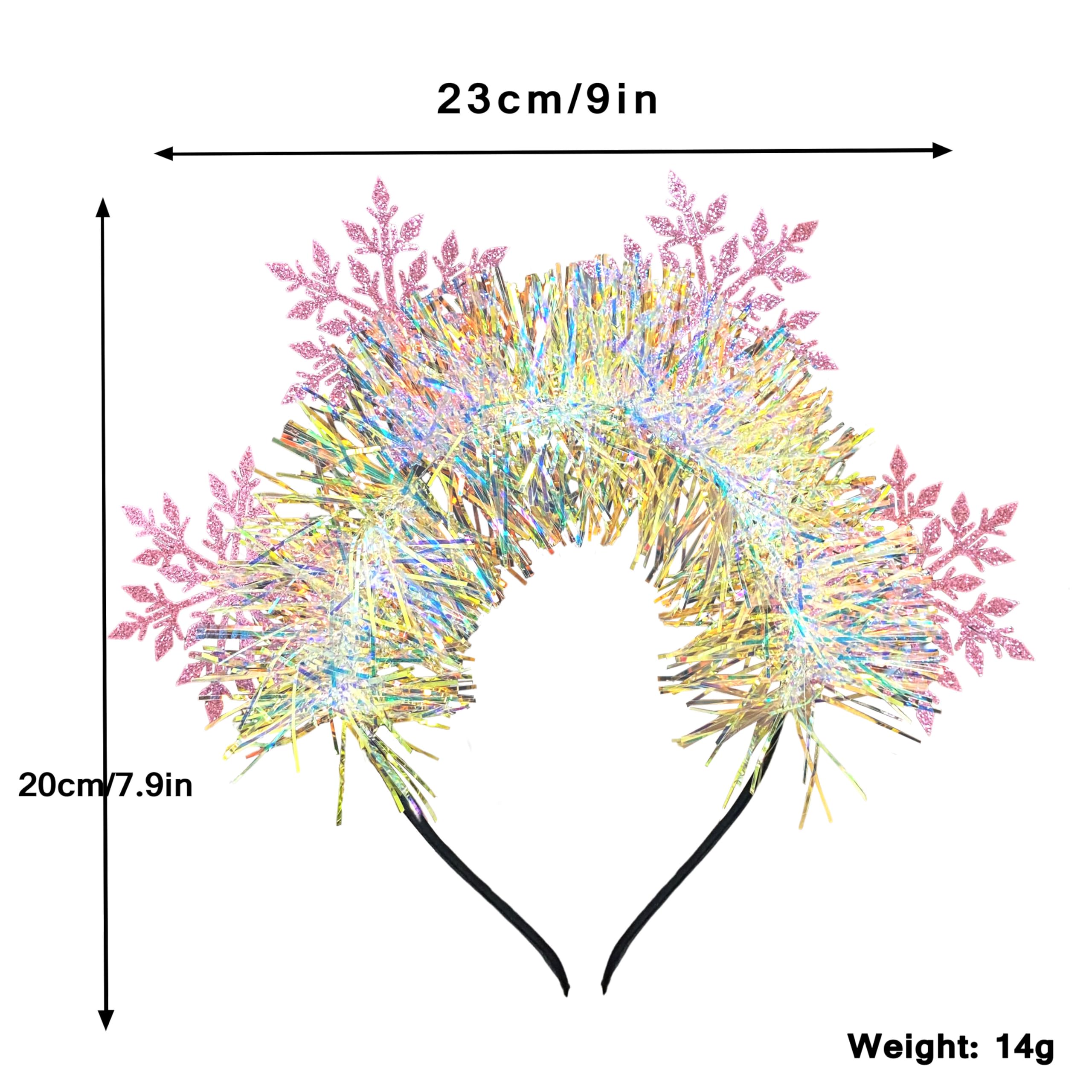 ujktvba Christmas Snowflake Headband - Pink Glitter Party Hair Accessory