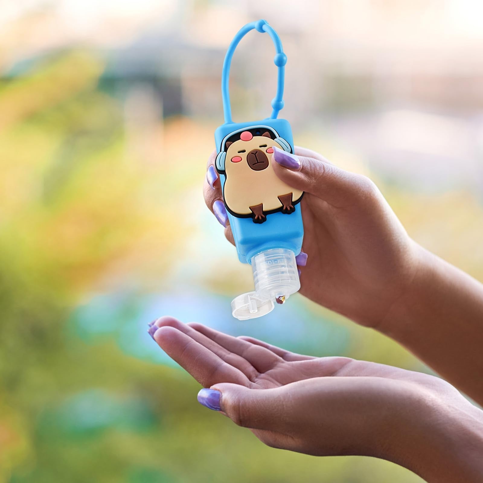 Ulbemoll Refillable Travel Bottles 60ml – 4 Pack (Capybara Pattern)