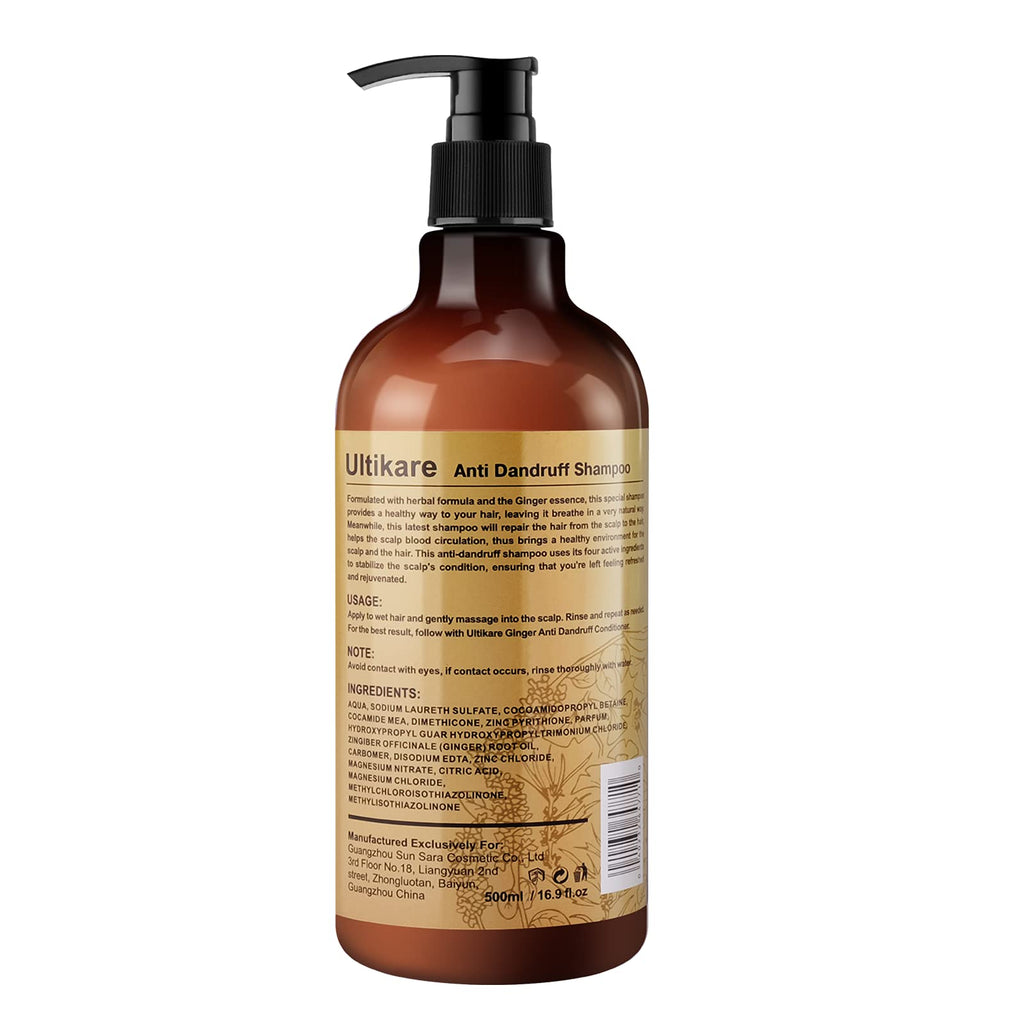 Ultikare Ginger Shampoo for Dandruff – Anti-Dandruff Scalp Care for Itchy Dry Scalp