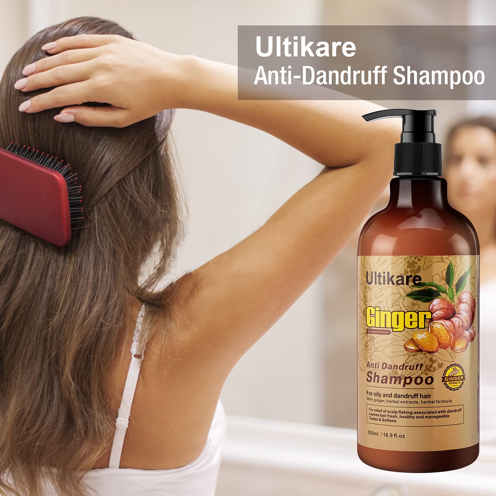 Ultikare Ginger Shampoo for Dandruff – Anti-Dandruff Scalp Care for Itchy Dry Scalp