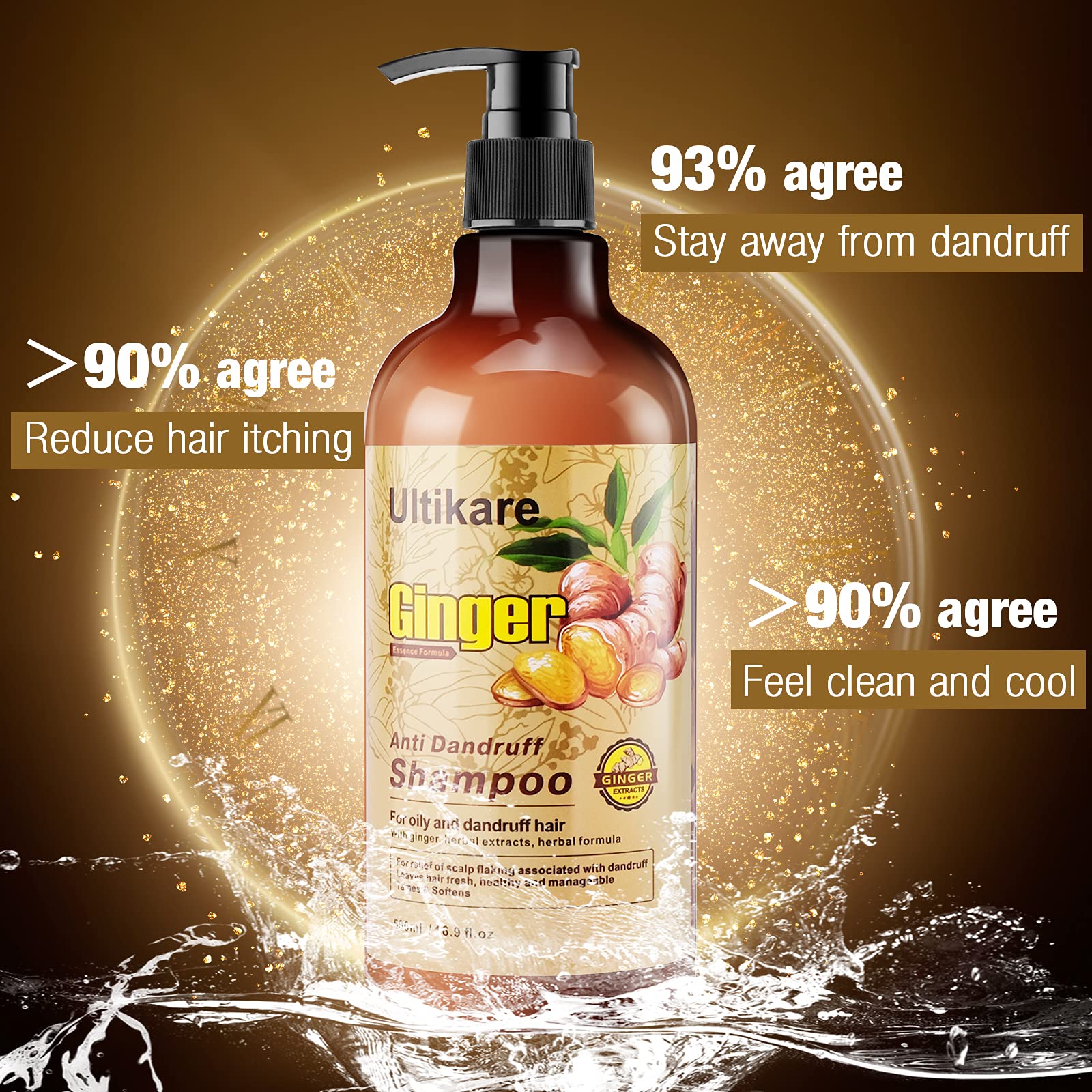 Ultikare Ginger Shampoo for Dandruff – Anti-Dandruff Scalp Care for Itchy Dry Scalp