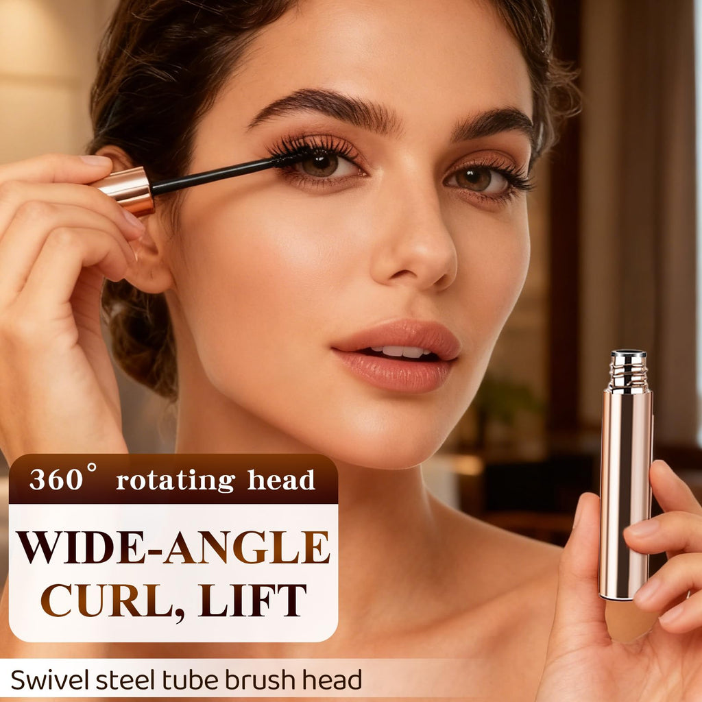 Ultra-Fine Lengthening Waterproof Mascara – 24h Smudge-Proof (Black+Brown)