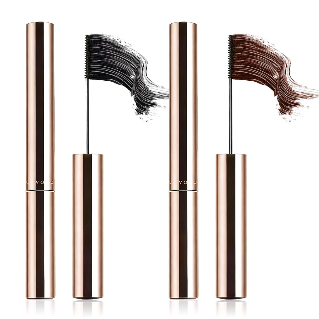Ultra-Fine Lengthening Waterproof Mascara – 24h Smudge-Proof (Black+Brown)