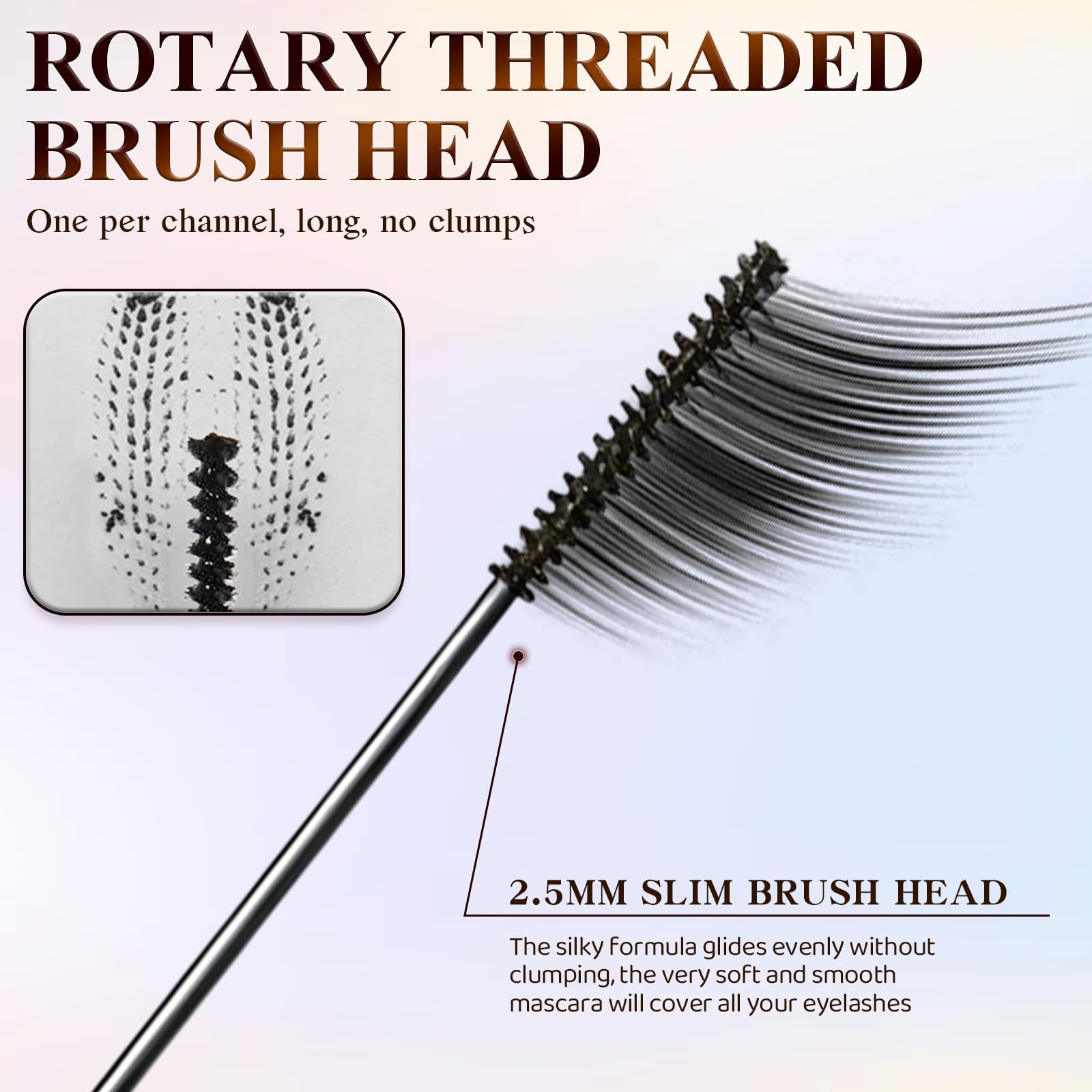 Ultra-Fine Lengthening Waterproof Mascara – 24h Smudge-Proof (Black+Brown)