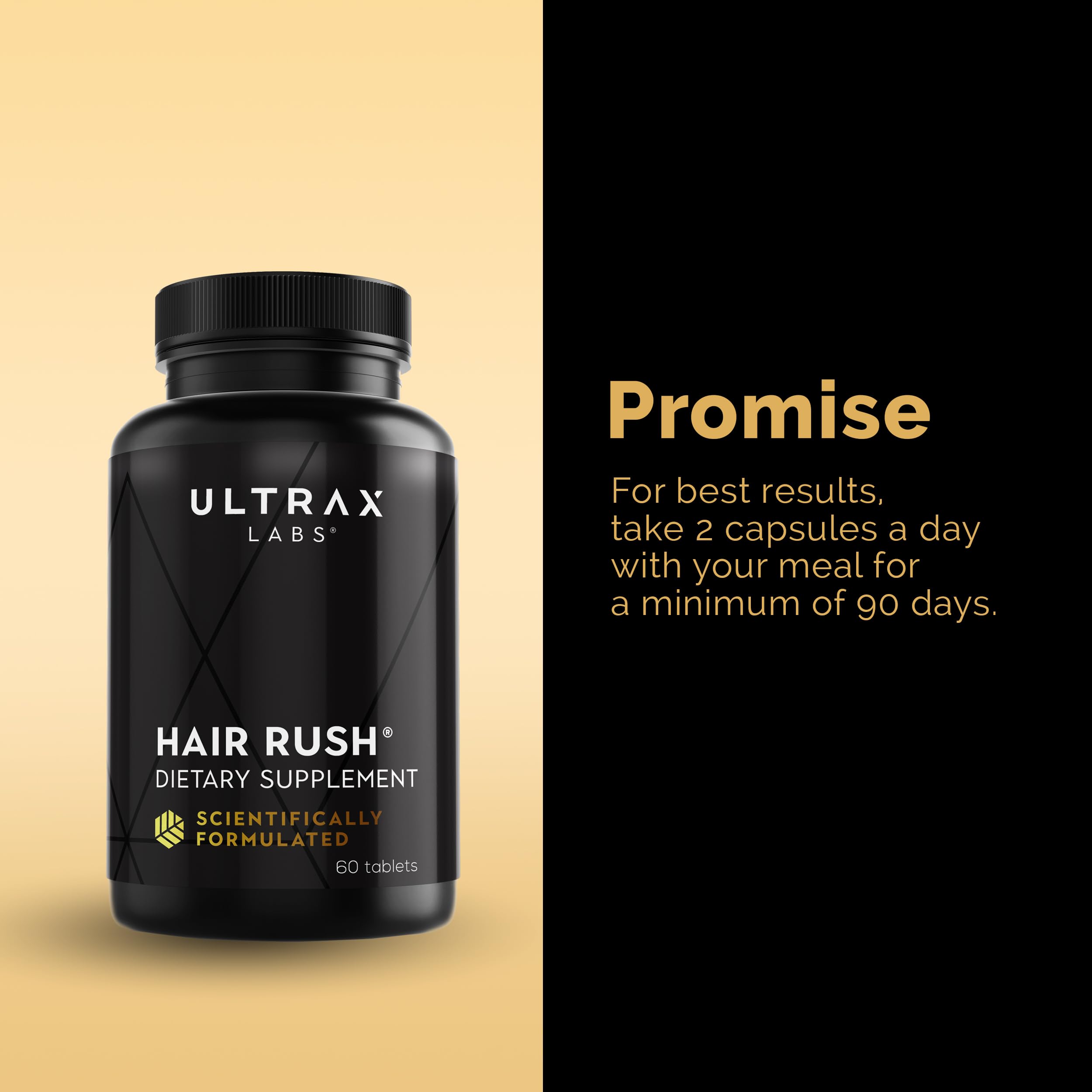 Ultrax Labs Hair Rush | Maxx Hair Growth & Anti Hair Loss Nutrient Solubilized Keratin Vitamin Supplement, 60 Tablets