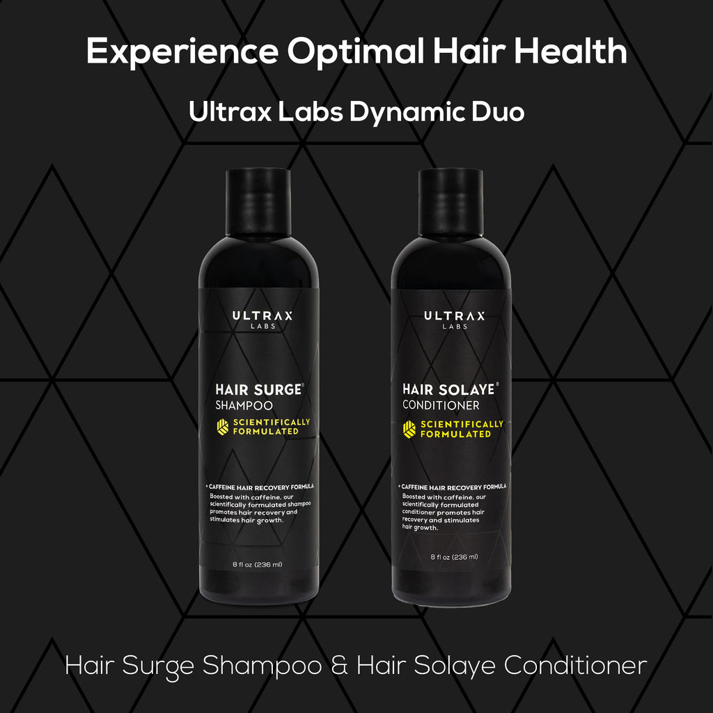 Ultrax Labs Hair Surge Shampoo + Hair Solaye Conditioner Bundle – Thickens Hair, Reduces Breakage, Supports Growth (8 fl oz Each) | For Men & Women