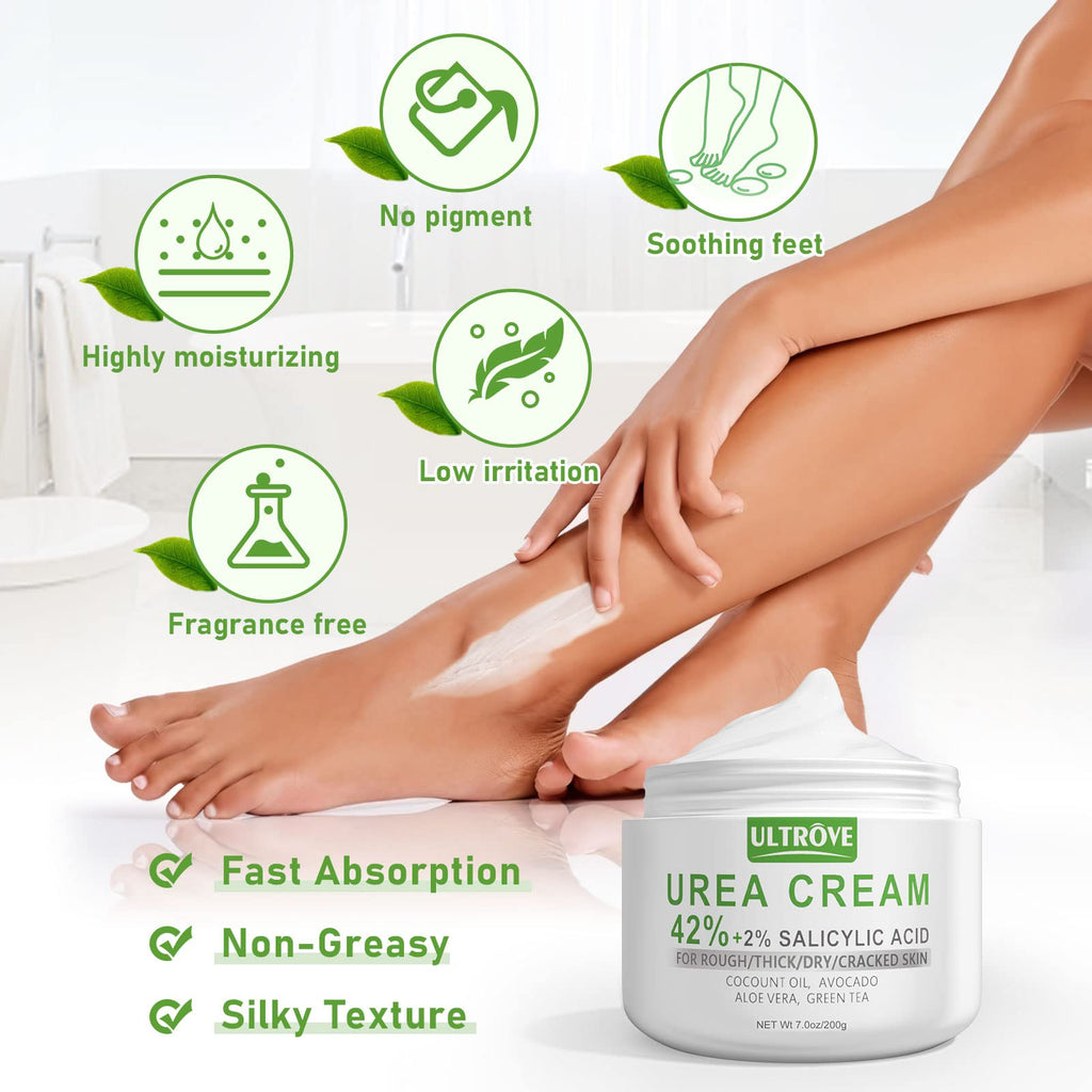 Ultrove Urea Cream 42% with 2% Salicylic Acid – Deep Moisturizing Foot Cream (7 oz)