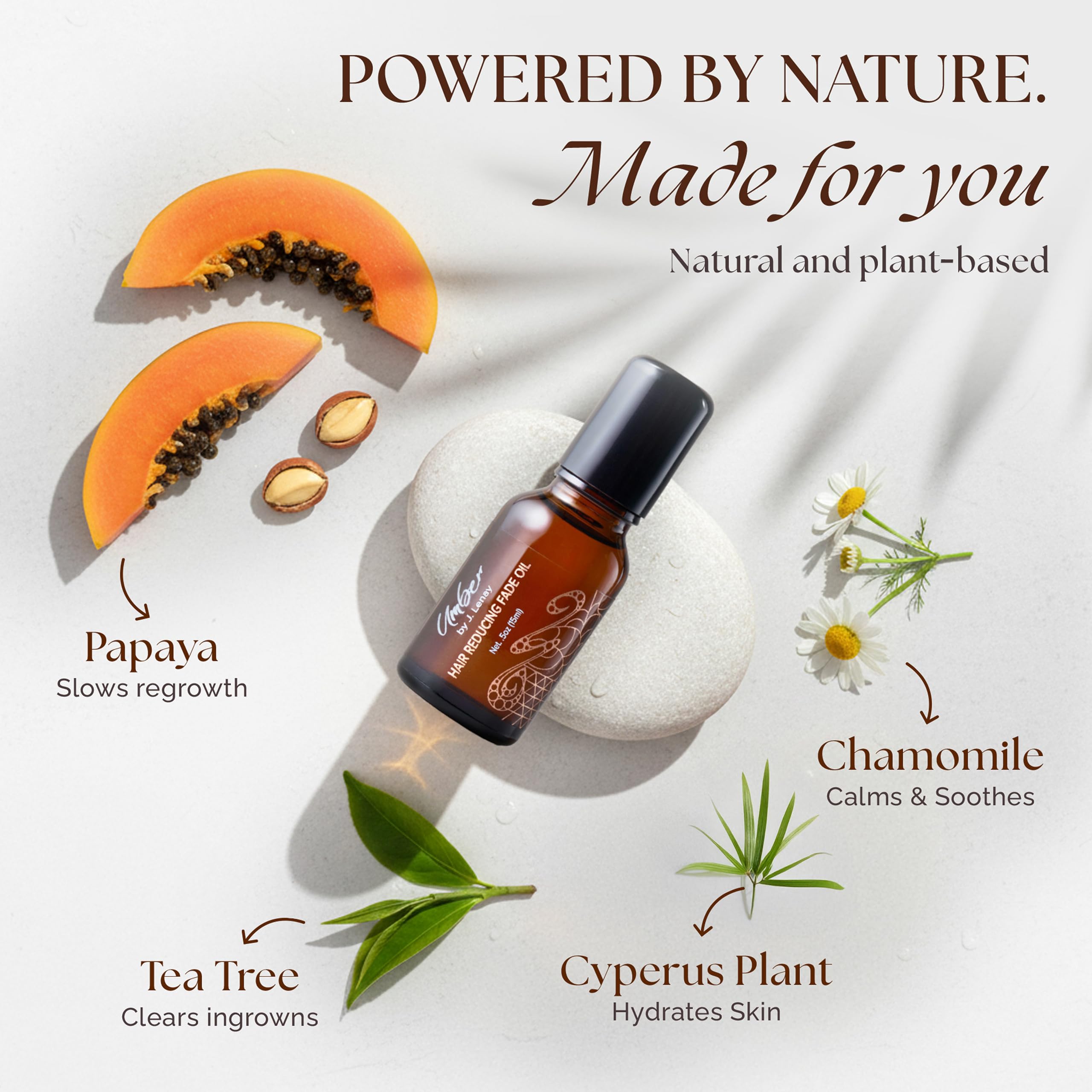 Umber By J. Lenay Hair Reducing Fade Oil - Sentive Strength for Sensitive Skin | Hair Growth Inhibitor Serum 15ml