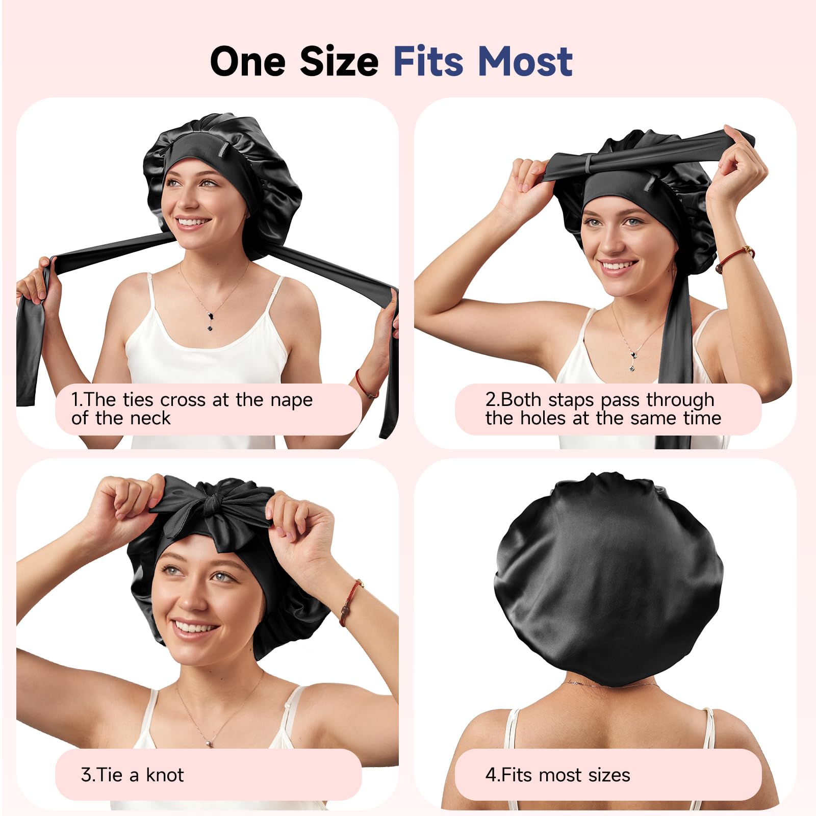Umisleep Silk Bonnet – Mulberry Silk Lining, Large Hair Wrap for Curly & Long Hair