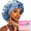 Umisleep Silk Bonnet with Real Mulberry Silk Lining — Large Hair Wrap for Curly & Thick Hair (Blue)