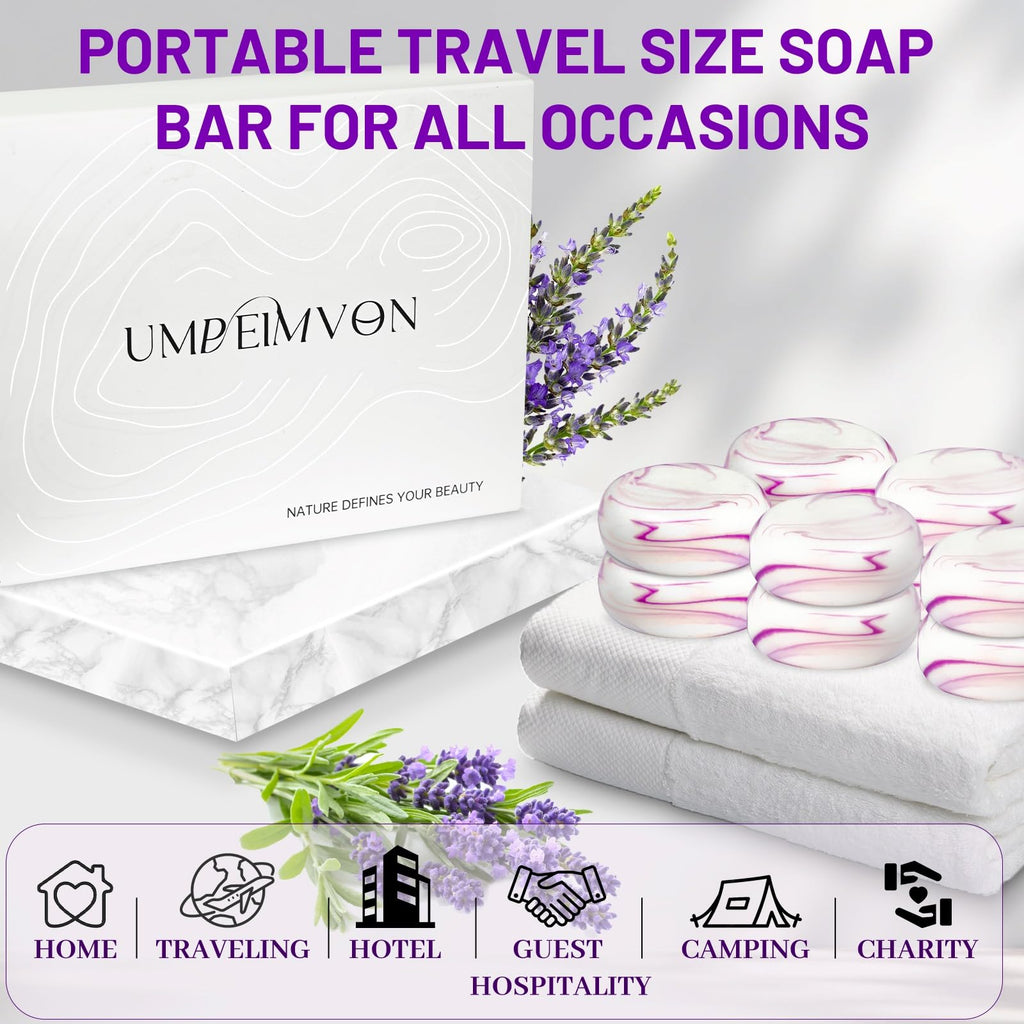 Umpeimvon Lavender Soap 14-Pack Travel Mini Bars – Handmade with Shea & Olive Oil