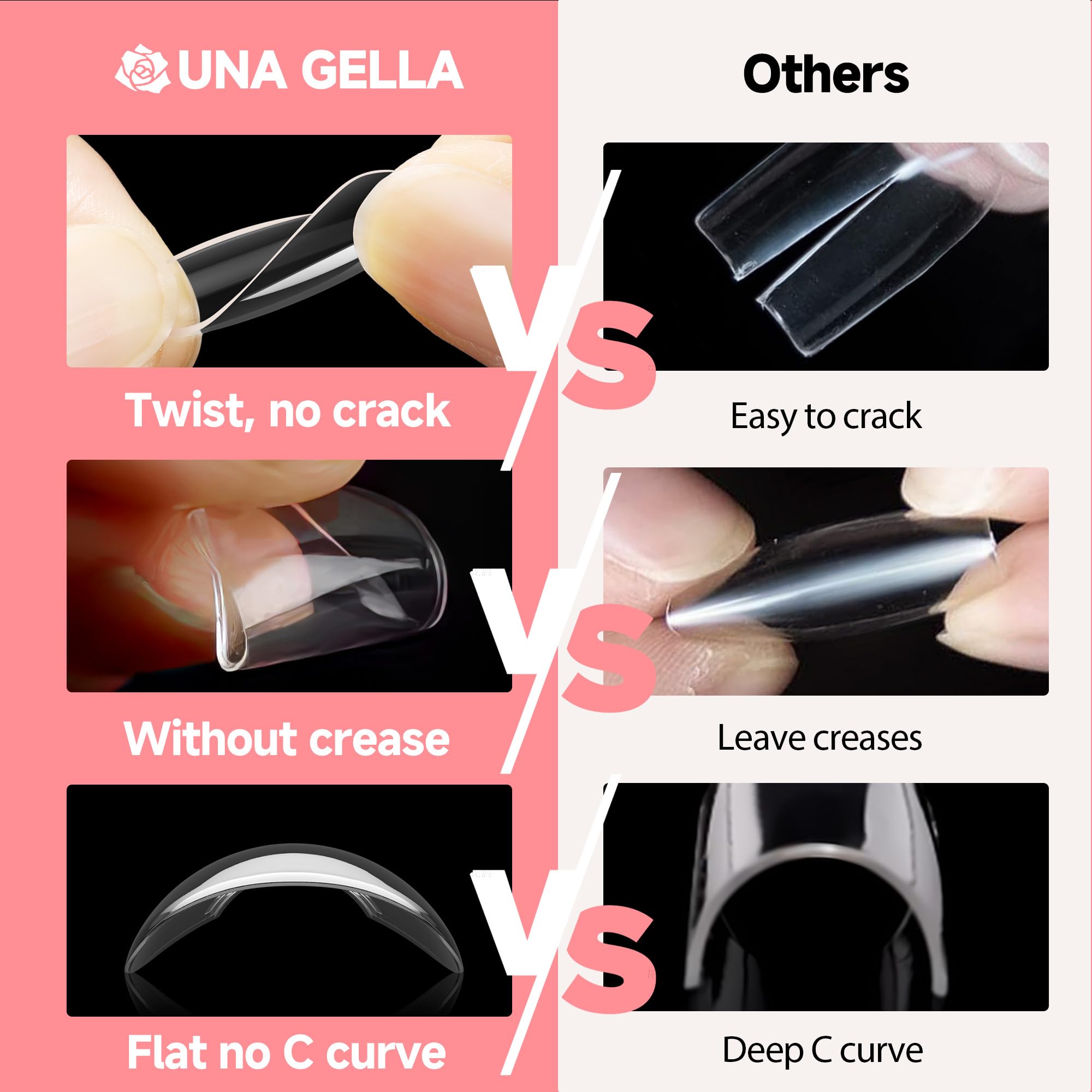 UNA GELLA Short Almond Nail Tips – 504Pcs Soft Gel Full Cover Nails, Durable DIY Press-On Nails, 12 Sizes