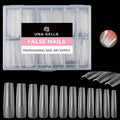 UNA GELLA XXL Long Square Nail Tips – 216pcs, No File Needed, 12 Sizes, Clear Full-Cover Press-On Nails