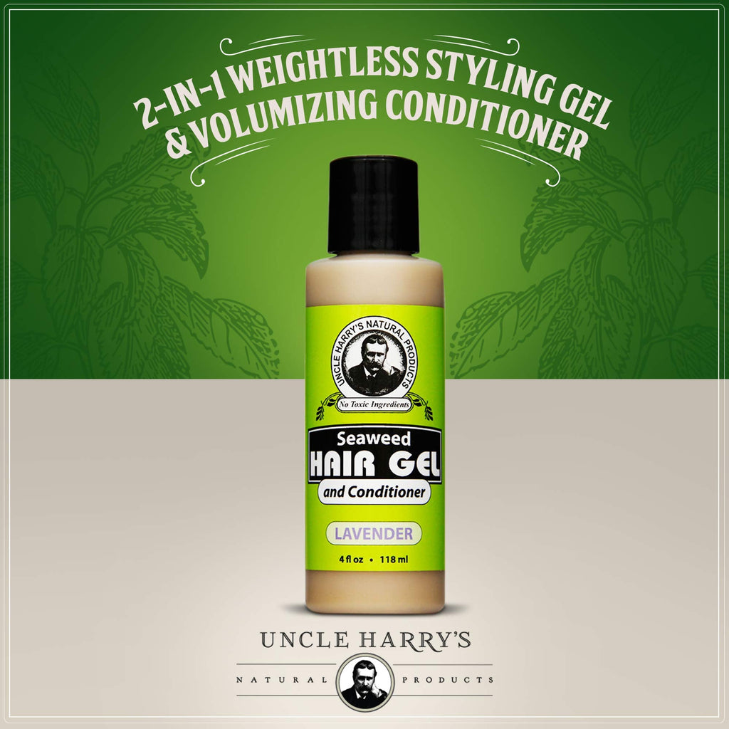 Uncle Harry's Lavender Seaweed Hair Gel & Volumizing Conditioner | 2-in-1 Natural Hair Care for Dry & Damaged Hair