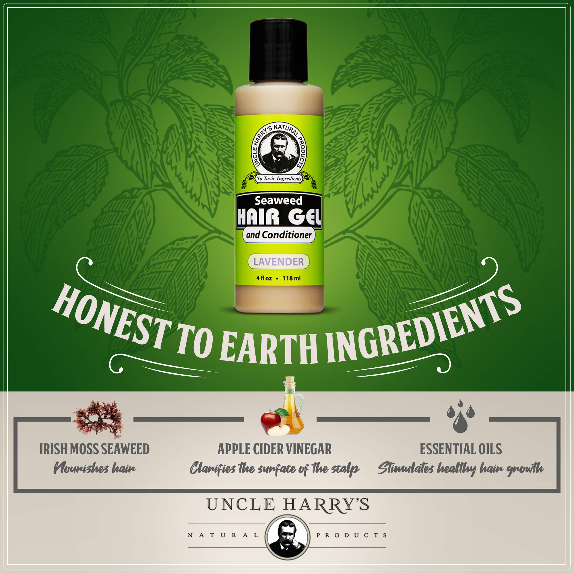 Uncle Harry's Lavender Seaweed Hair Gel & Volumizing Conditioner | 2-in-1 Natural Hair Care for Dry & Damaged Hair