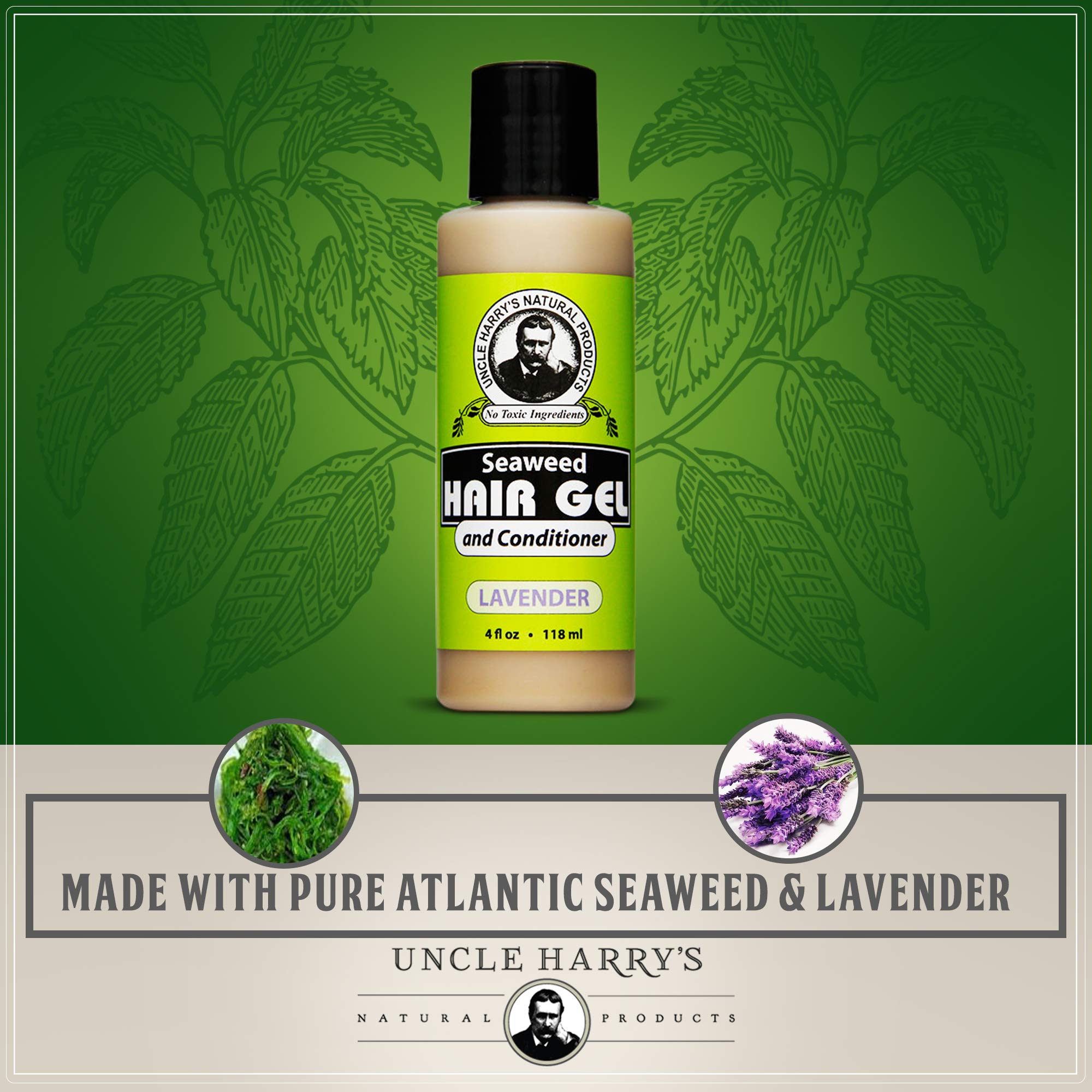 Uncle Harry's Lavender Seaweed Hair Gel & Volumizing Conditioner | 2-in-1 Natural Hair Care for Dry & Damaged Hair
