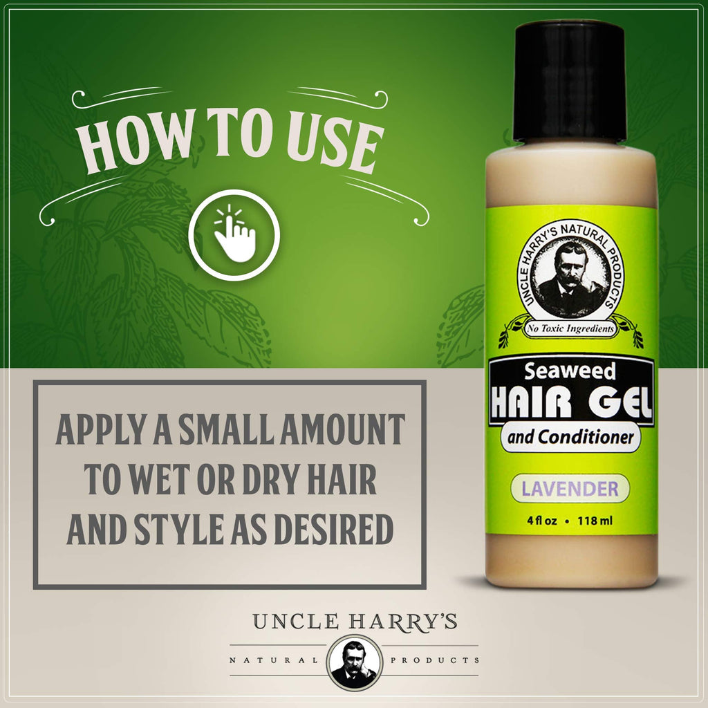 Uncle Harry's Lavender Seaweed Hair Gel & Volumizing Conditioner | 2-in-1 Natural Hair Care for Dry & Damaged Hair
