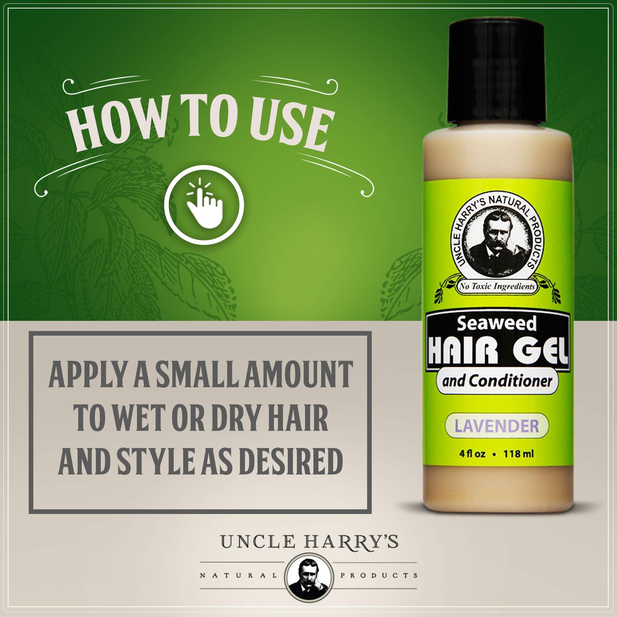 Uncle Harry's Lavender Seaweed Hair Gel & Volumizing Conditioner | 2-in-1 Natural Hair Care for Dry & Damaged Hair