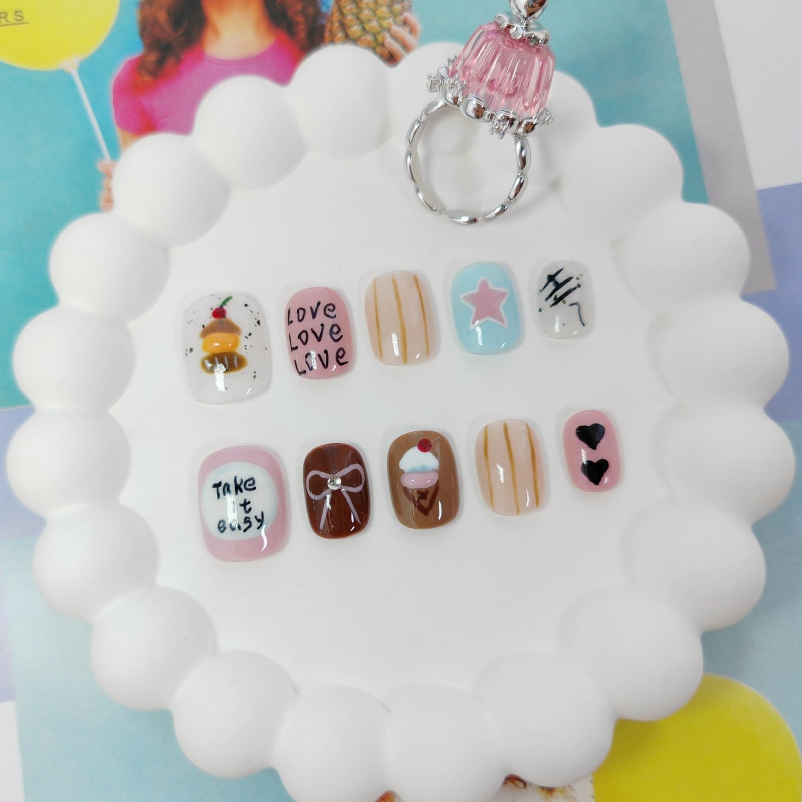 UNIYVOH Extra Short Press On Nails Squoval – Handmade 3D Designs & Reusable Tips