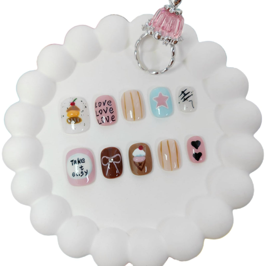 UNIYVOH Extra Short Press On Nails Squoval – Handmade 3D Designs & Reusable Tips