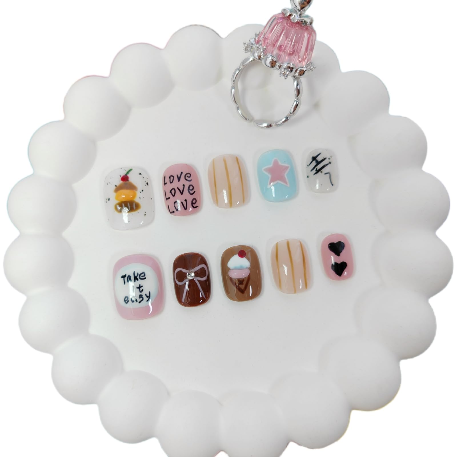 UNIYVOH Extra Short Press On Nails Squoval – Handmade 3D Designs & Reusable Tips
