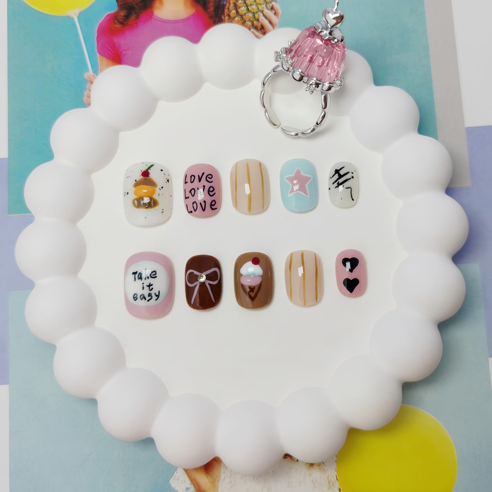 UNIYVOH Extra Short Press On Nails Squoval – Handmade 3D Designs & Reusable Tips