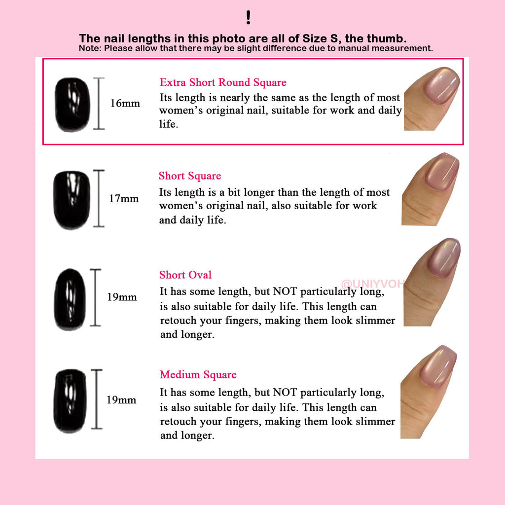 UNIYVOH Extra Short Press On Nails Squoval – Handmade 3D Designs & Reusable Tips