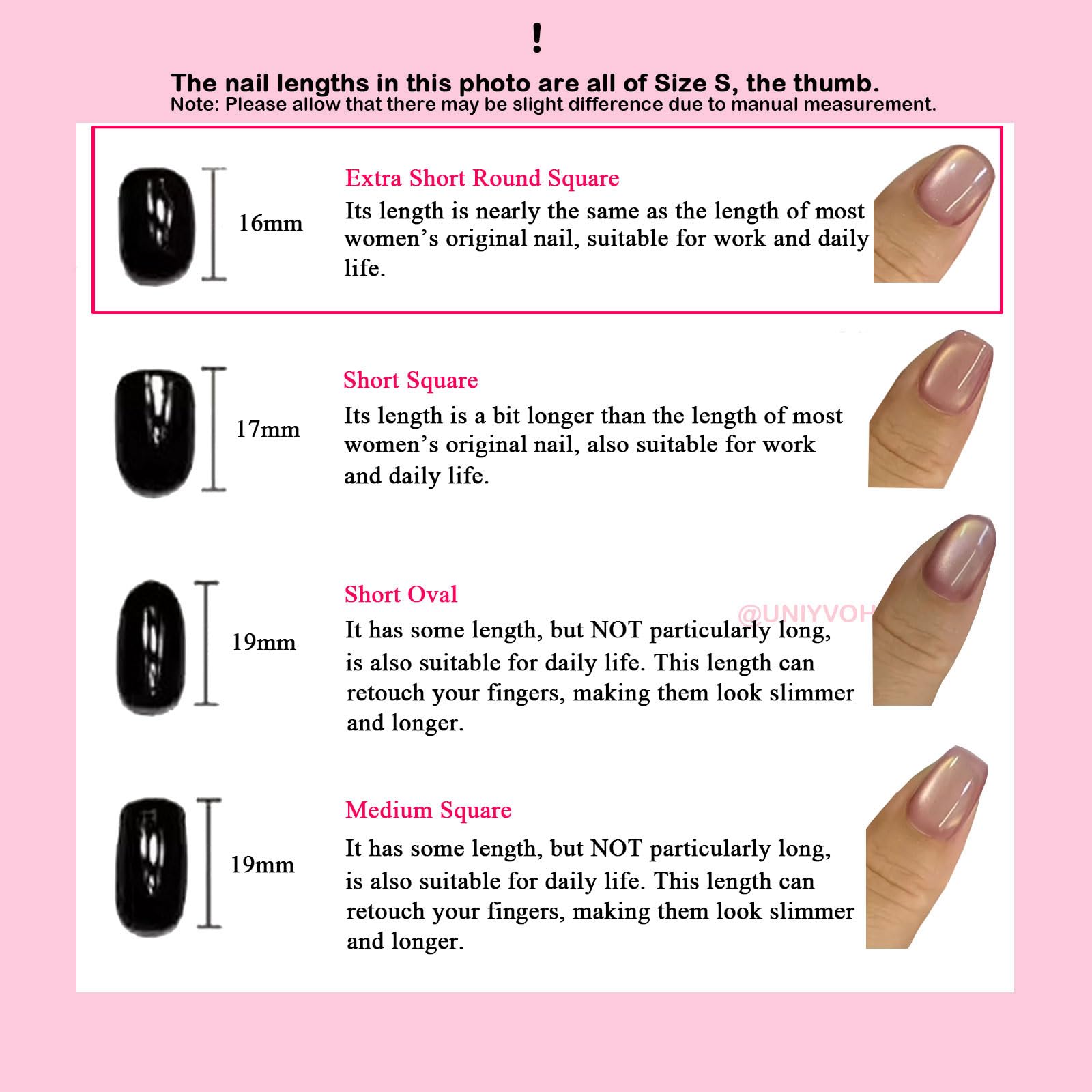 UNIYVOH Extra Short Press On Nails Squoval – Handmade 3D Designs & Reusable Tips