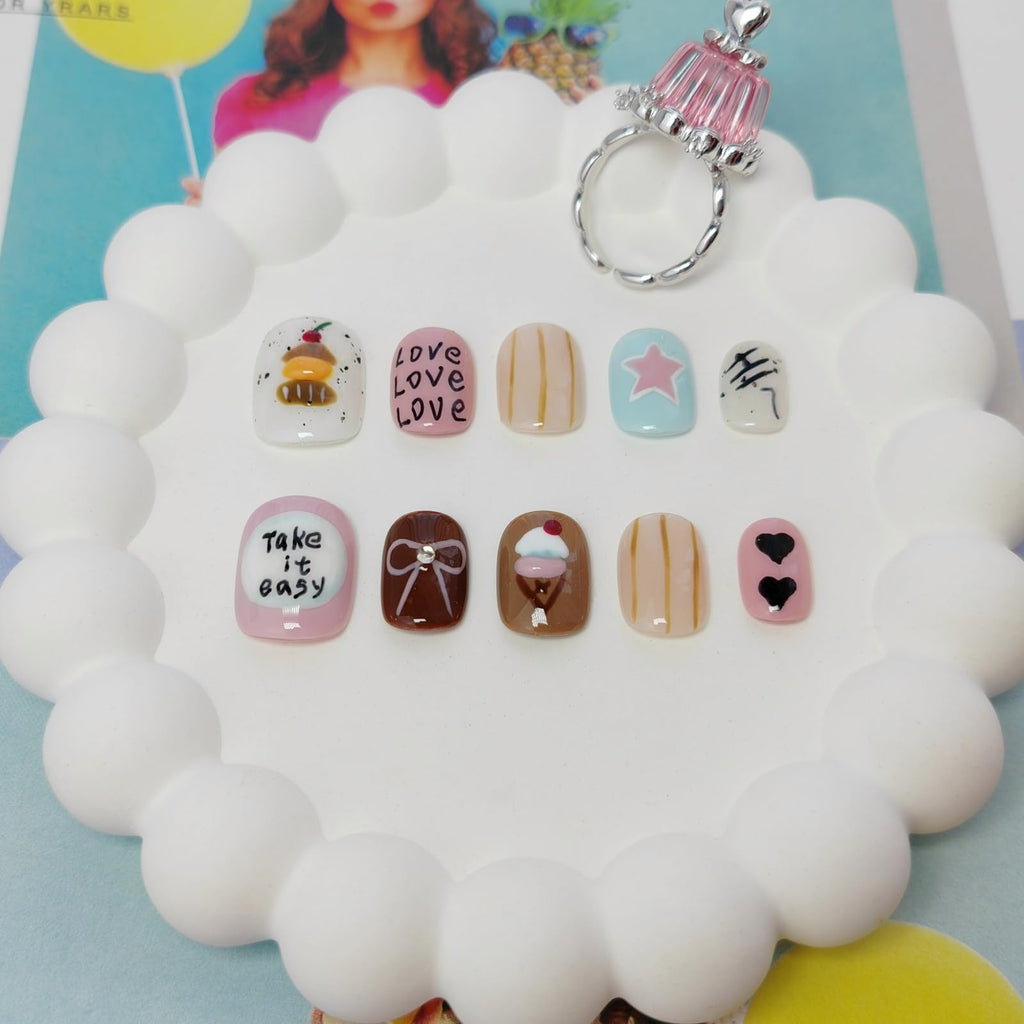 UNIYVOH Extra Short Press On Nails Squoval – Handmade 3D Designs & Reusable Tips